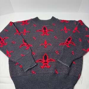 VTG Jason Maxwell Fleur De Lis Sweater in Men’s M - grey and Red